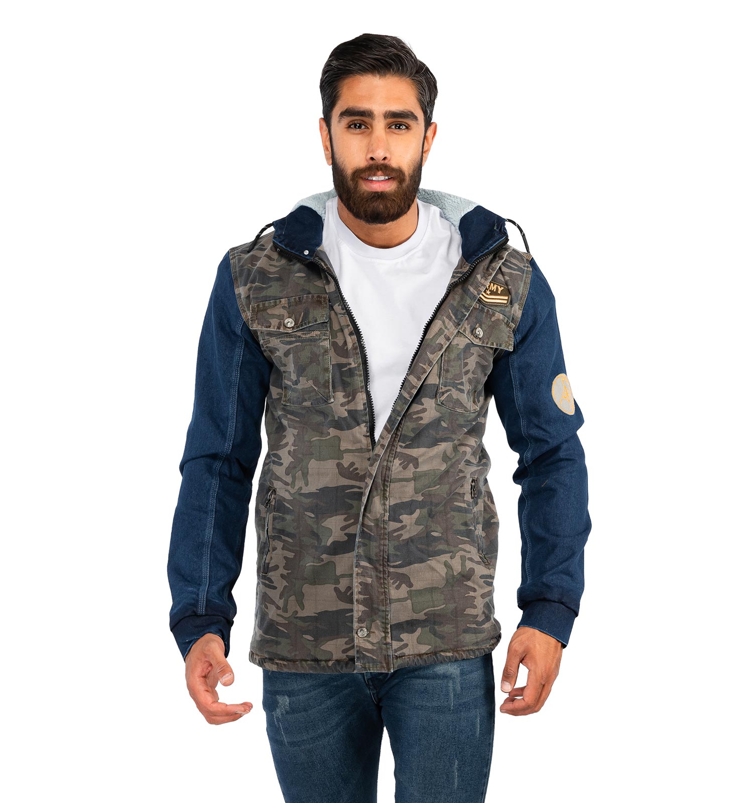 کاپشن کتان مردانه چریکی Alma مدل 38899