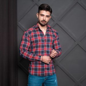 پیراهن چهارخونه مردانه قرمز مدل Faraz