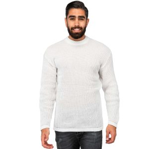 بافت مردانه یقه گرد سفید ساده Zima مدل 40004