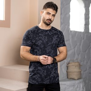 تیشرت مردانه طرح برگ مشکی مدل Jeasen