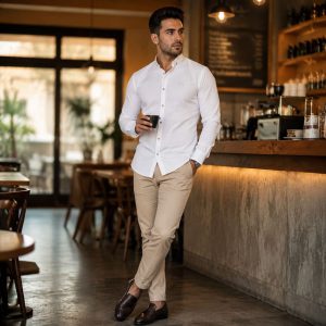 پیراهن مردانه سفید مدل VQ