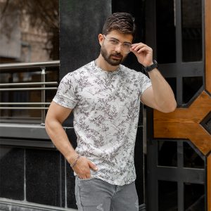تیشرت هاوایی مردانه طرح برگ مدل palin