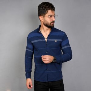 پیراهن مردانه T سرمه ای خطی مدل ariz