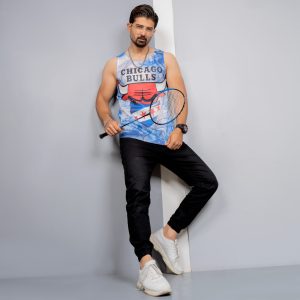 رکابی T مردانه آبی مدل Chicago