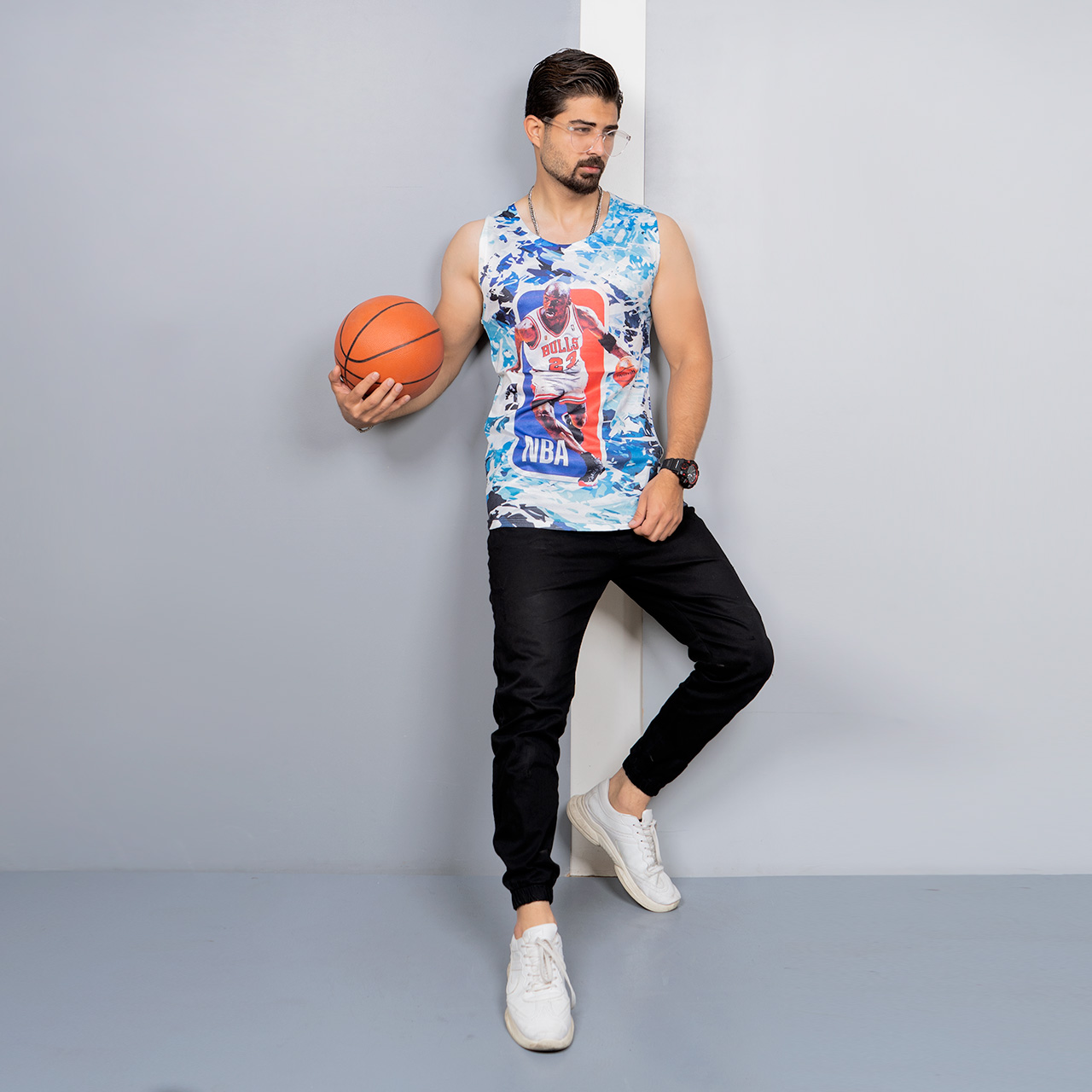 رکابی T چند رنگ مردانه مدل NBA