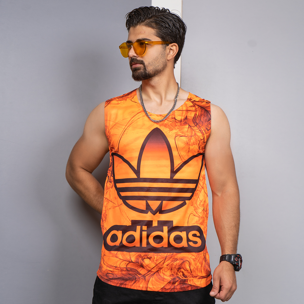 رکابی T نارنجی مردانه مدل Adidas