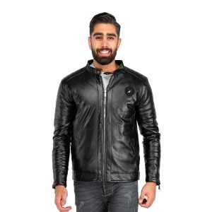 کاپشن چرم مردانه آستین زیپ دار Alam مدل 39884