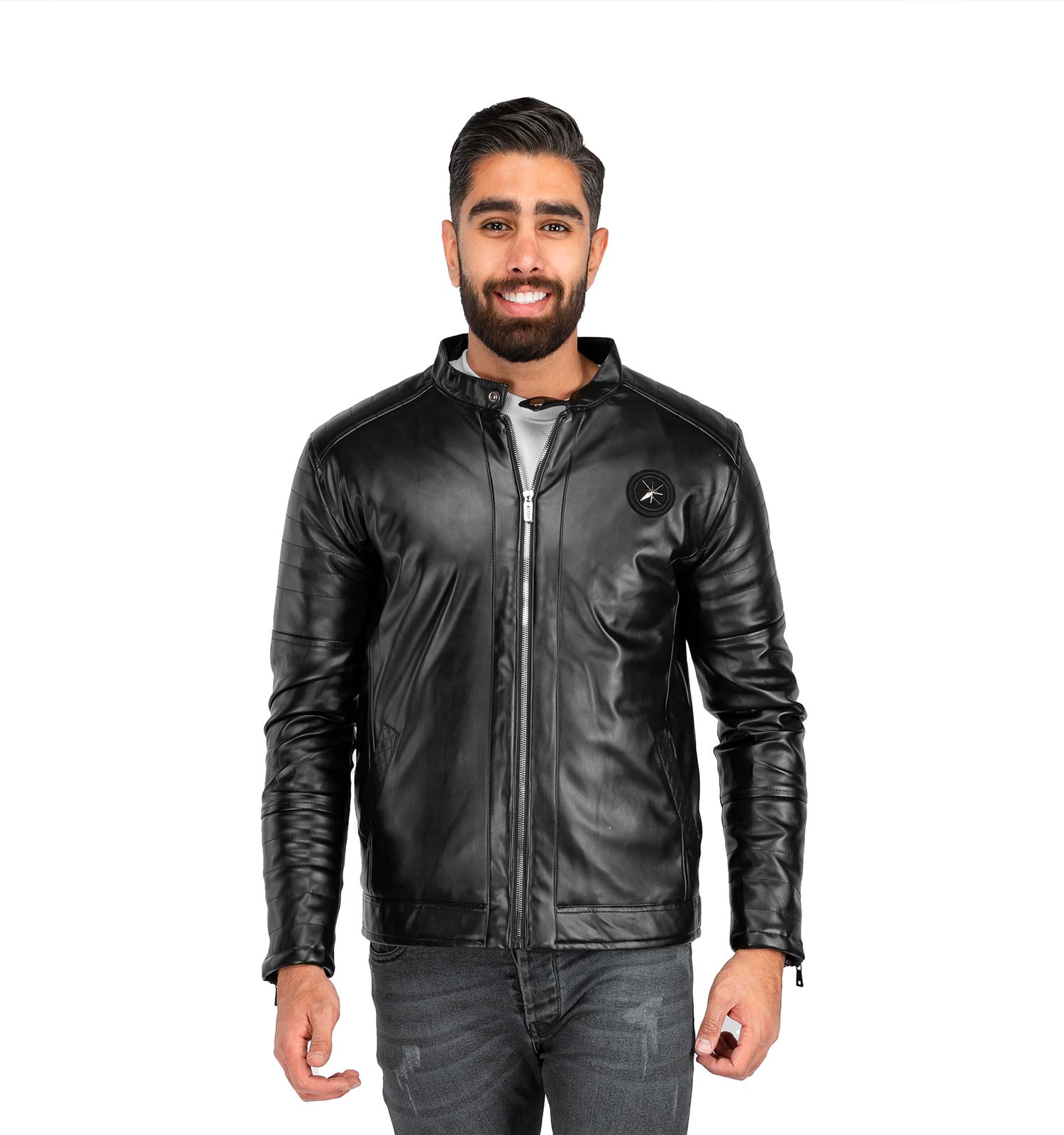 کاپشن چرم مردانه آستین زیپ دار Alam مدل 39884