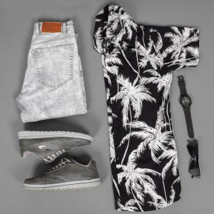 پیراهن هاوایی مردانه طرح نخل مدل TB50