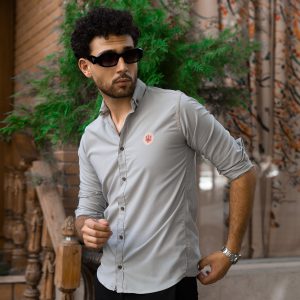 پیراهن مردانه طوسی روشن مدل Gabi