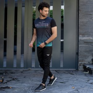 ست تیشرت شلوار مردانه مشکی سبز مدل Hollister