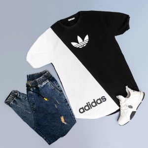 تیشرت Adidas مشکی سفید مردانه مدل Behnam