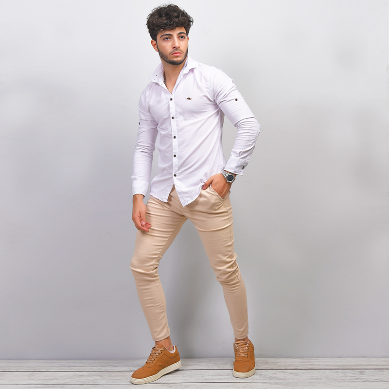شلوار مردانه رنگ کرمی مدل Parsa