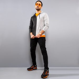 سویشرت زیپی دو رنگ مدل jahan