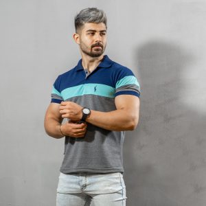 تیشرت مردانه رنگ طوسی سرمه ای مدل chian