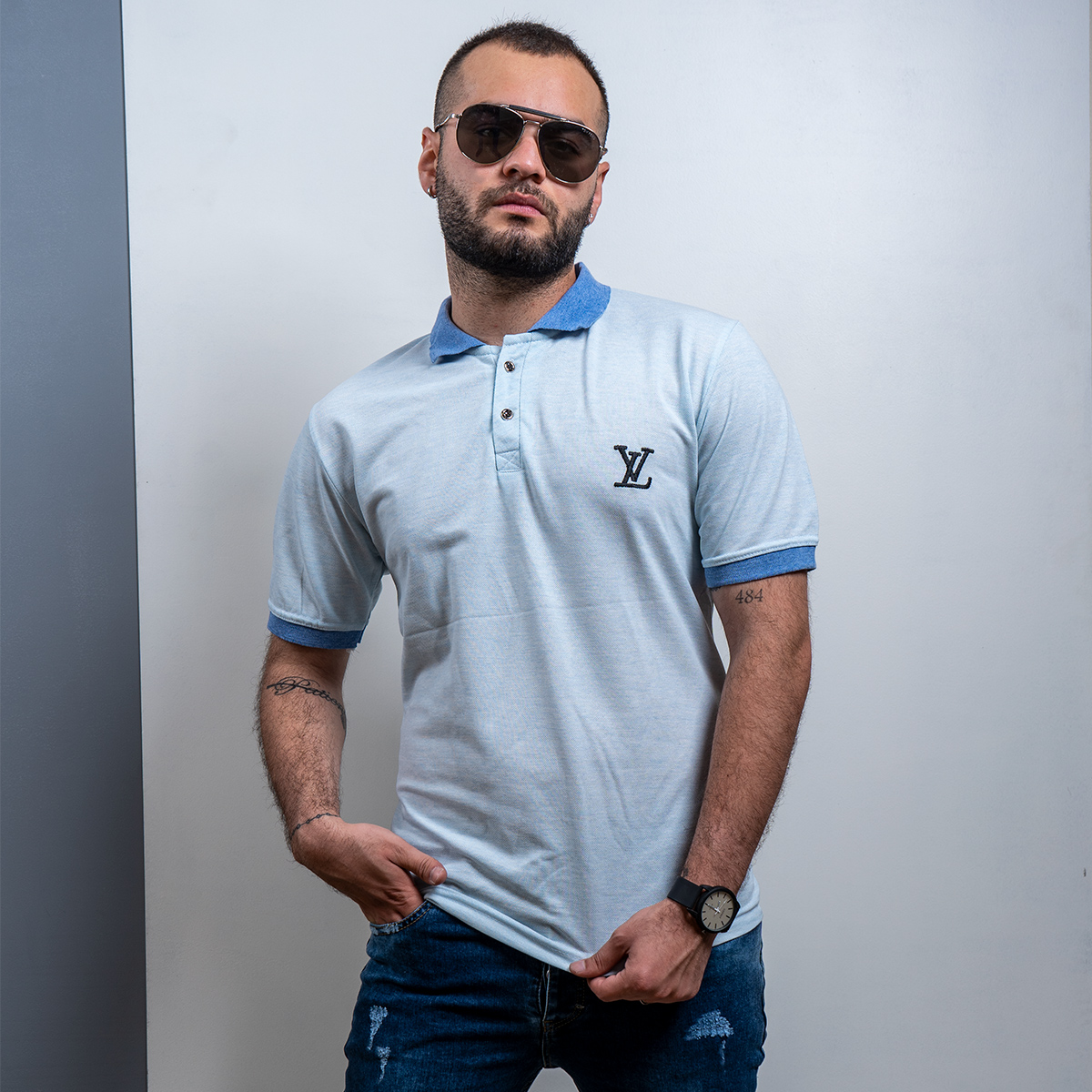 تیشرت جودون آبی مردانه LV T