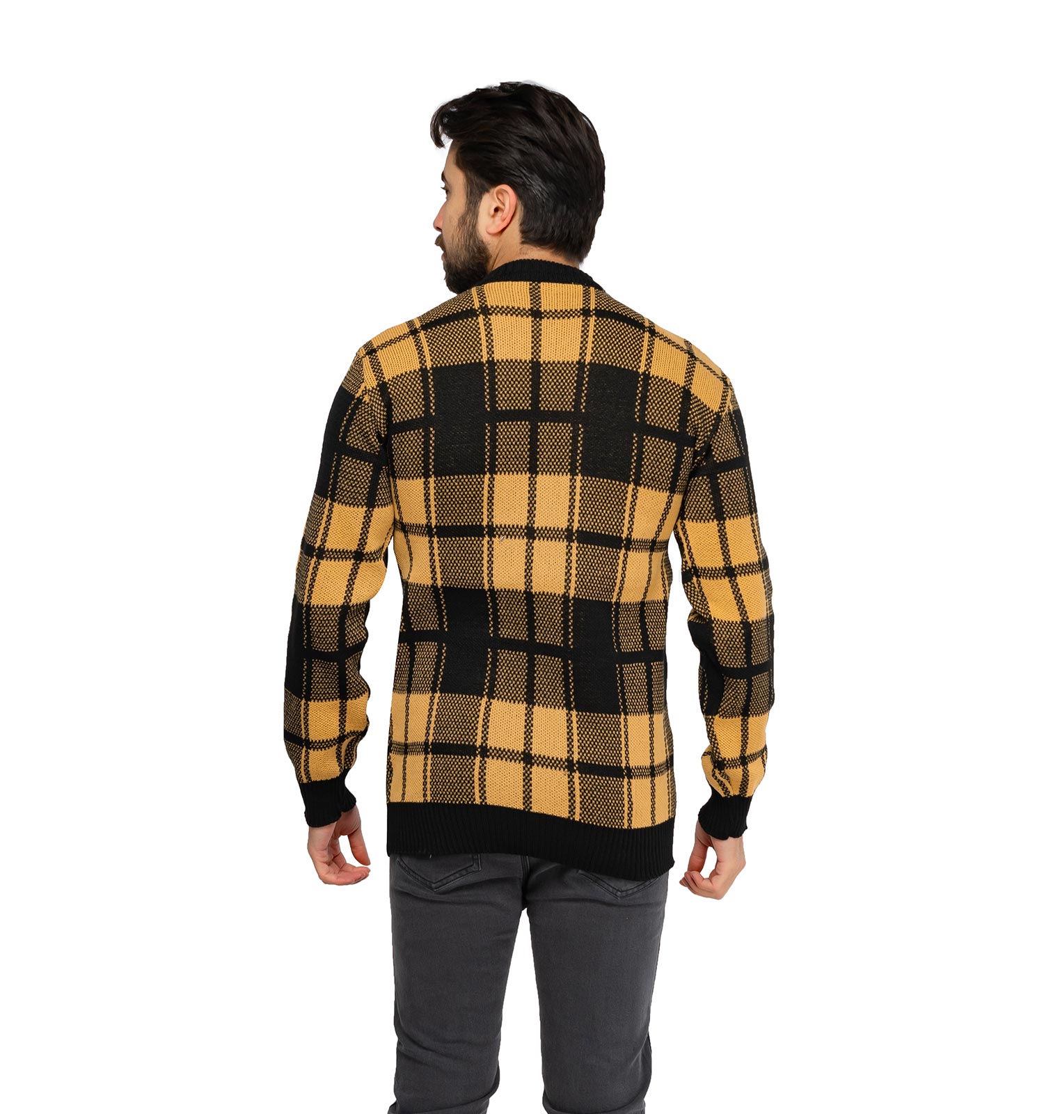 بافت مردانه یقه گرد فری سایز چهارخونه مدل 45893