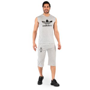 ست رکابی شلوارک مردانه آستین حلقه ای Adidas ساده یقه گرد مدل 44159