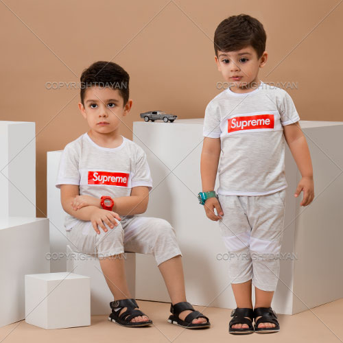 ست تیشرت شلوارک بچگانه Supreme مدل Vichi