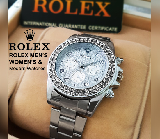 ساعت طرح ROLEX نقره ای