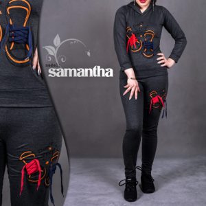ست سویشرت شلوار زنانه مدل Samantha زغال سنگی