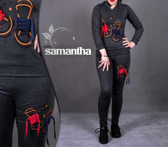 ست سویشرت شلوار زنانه مدل Samantha زغال سنگی