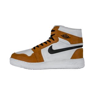 کفش وزرشی نایک مردانه Air Jordan سفید خردلی مدل D43