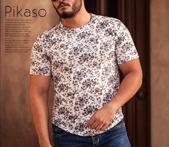 تیشرت مردانه مدل pikaso تیره