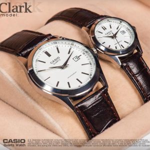 ست ساعت مچی مردانه زنانه Casio مدل Clark صفحه سفید