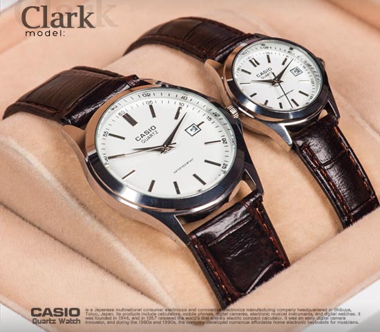 ست ساعت مچی مردانه زنانه Casio مدل Clark صفحه سفید