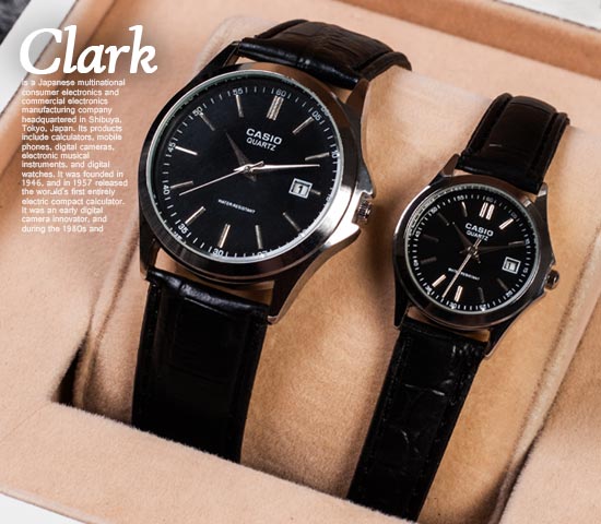 ست ساعت مچی مردانه زنانه Casio مدل Clark صفحه مشکی