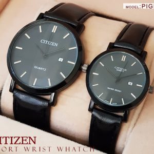 ست ساعت مچی مردانه زنانه Citizen مدل Piget مشکی –