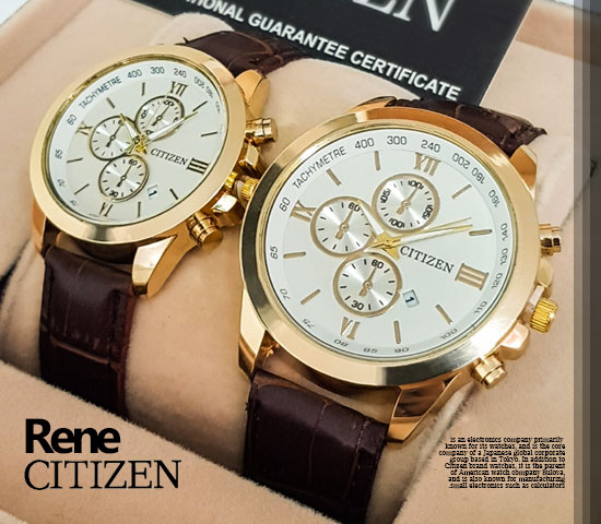ست ساعت مچی مردانه زنانه Citizen مدل Rene صفحه سفید