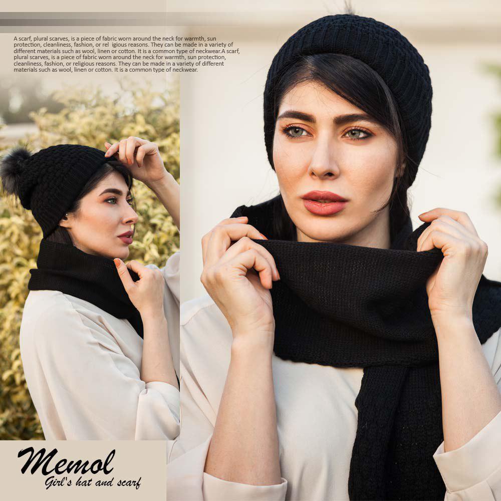 ست کلاه شال گردن زنانه Memol مشکی