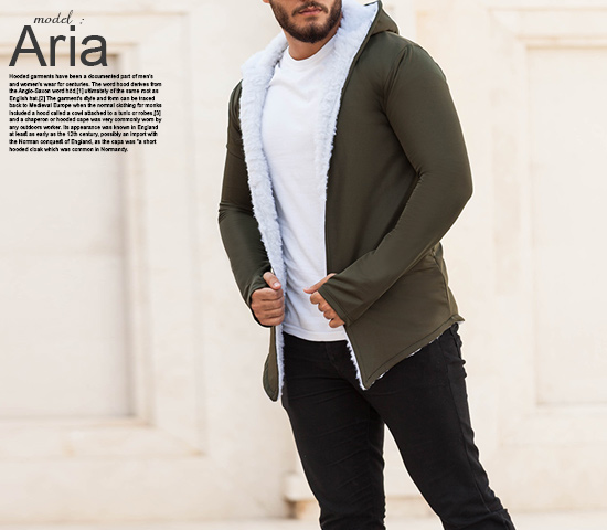 هودی خزدار مردانه مدل Aria تمام خز