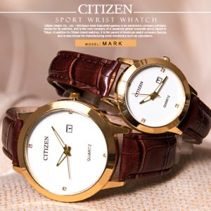 ست ساعت مچی Citizen مدل Mark بند قهوه ای