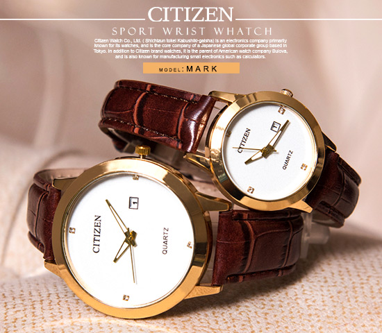 ست ساعت مچی Citizen مدل Mark بند قهوه ای