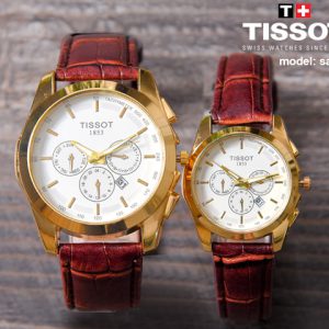 ست ساعت مچی Tissot مدل Satin بند قهوه ای