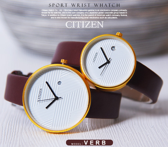 ست ساعت مچی مردانه زنانه Citizen مدل Verb بند قهوه ای –