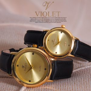 ست ساعت مچی مردانه زنانه Violet مدل Acore بند مشکی