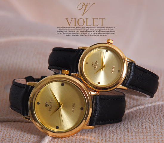 ست ساعت مچی مردانه زنانه Violet مدل Acore بند مشکی