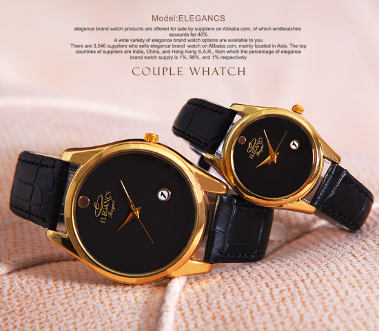 ست ساعت مچی مردانه زنانه ELEGANCS بند مشکی –