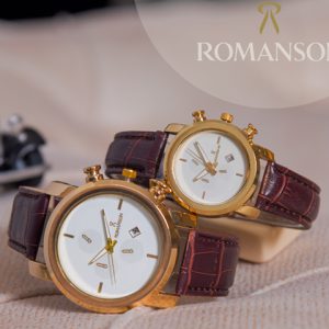 ست ساعت مچی زنانه ومردانه Romanson مدل David قهوه ای