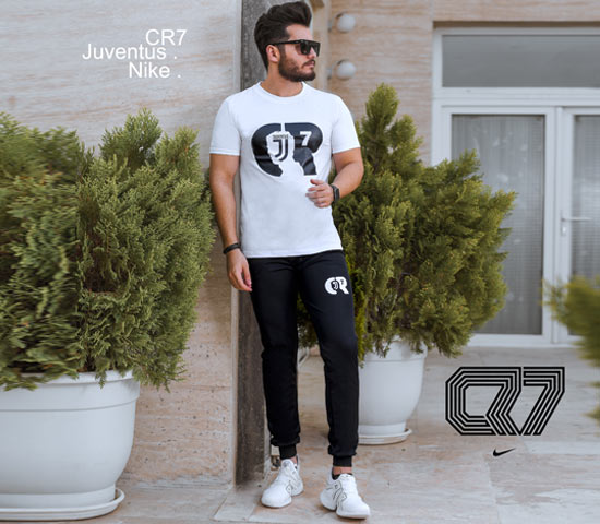ست تیشرت شلوار مردانه Cr7 مدل Juventus سفید