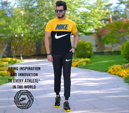 ست تیشرت شلوار Nike مدل Halako زرد