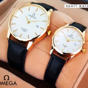 ست ساعت زنانه مردانه Omega مدل Exel بندمشکی –
