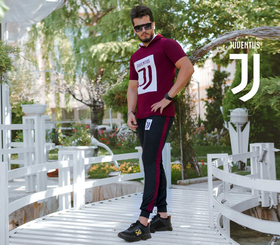 ست تیشرت کلاهدار شلوار Juventus مدل Vargas زرشکی