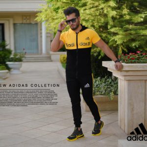 ست تیشرت شلوار زیپ دار Adidas مدل Kaliz زرد