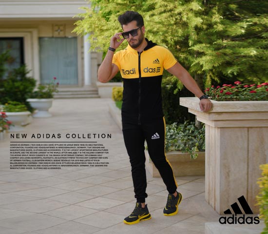 ست تیشرت شلوار زیپ دار Adidas مدل Kaliz زرد