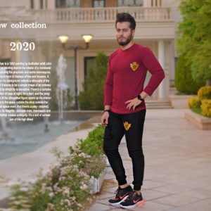 ست بلوز شلوار مردانه مدل Parin زرشکی